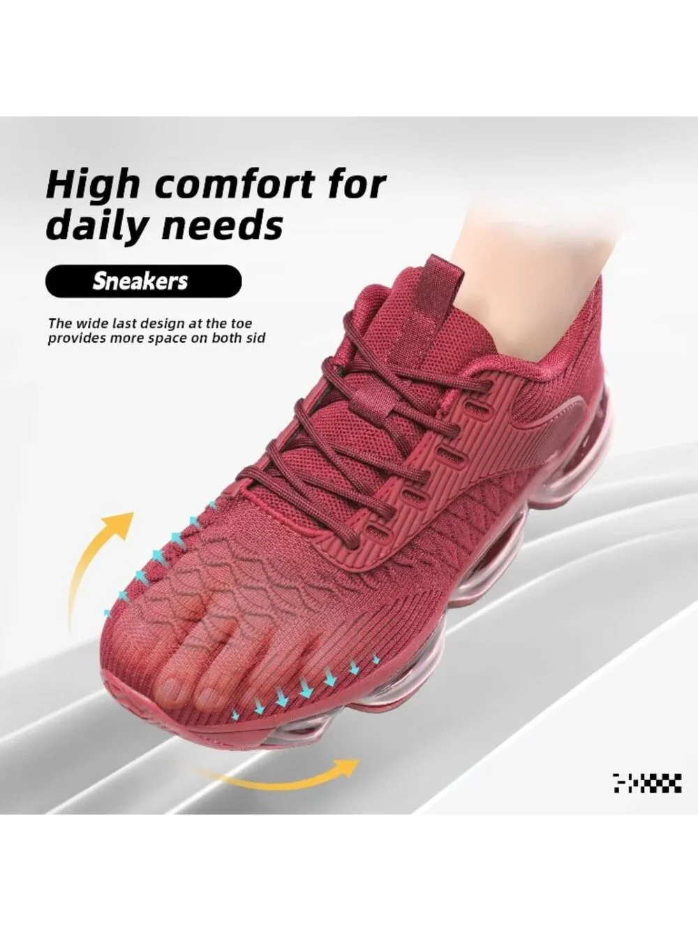 🆕Women's Dark Red Walking Running Shoes Air Cushion Breathable Sneakers